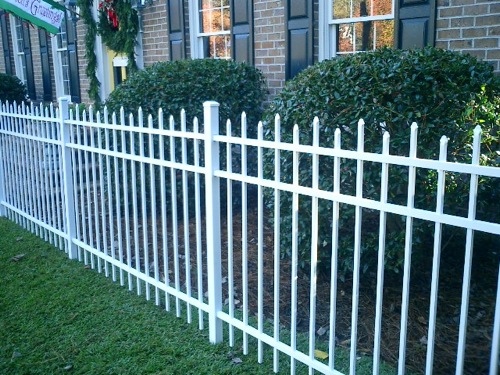 White aluminum fence