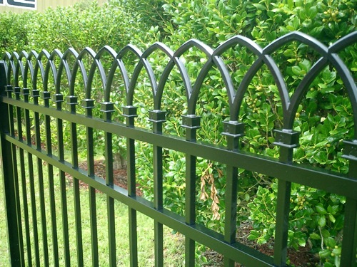 Black powder coated aluminum fence