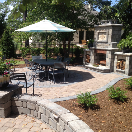 Carolina Creations Outdoor Patio and fireplace wide view